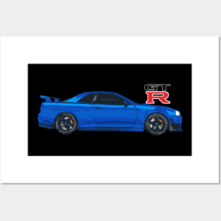 nissan skyline r34 bayside blue Posters and Art